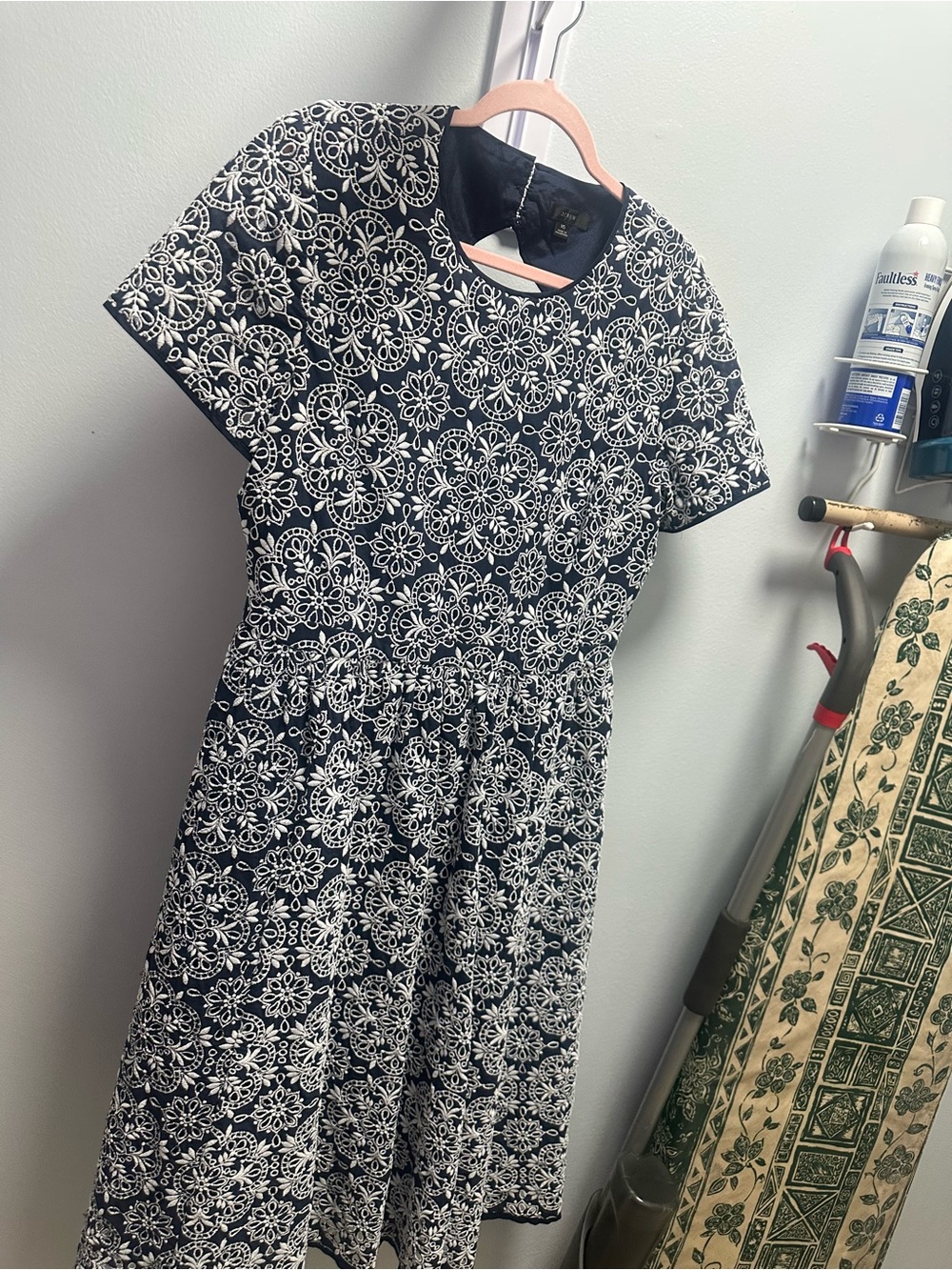 J.Crew embroidered dress with cut out in back.
